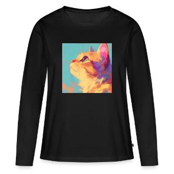 Cat, Cat Motif - Women's Premium Organic Long Sleeve Shirt - black - Front - Julia (174cm)
