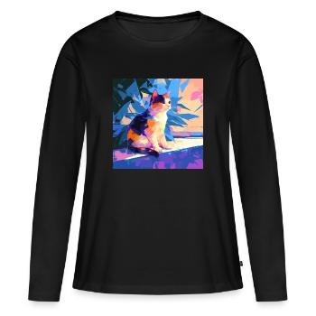 Katze, katzenmotiv - Frauen Premium Bio Langarmshirt - Schwarz - Vorne - Julia (174cm)