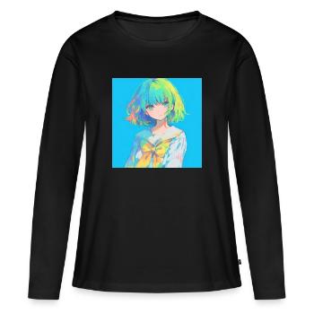 Anime, Écolière, Waifu, Japon - T-shirt manches longues Premium bio Femme - noir - Devant - Julia (174cm)