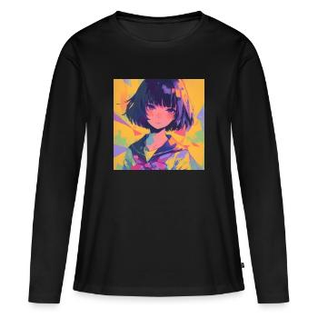 Anime, Écolière, Waifu, Japon - T-shirt manches longues Premium bio Femme - noir - Devant - Julia (174cm)