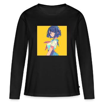 Anime, Écolière, Waifu, Japon - T-shirt manches longues Premium bio Femme - noir - Devant - Julia (174cm)