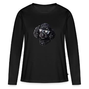 Pudel Sonnenbrille Sommer - Frauen Premium Bio Langarmshirt - Schwarz - Vorne - Julia (174cm)