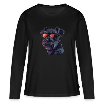 Schnauzer standard, Chien, Lunettes de soleil, Été - T-shirt manches longues Premium bio Femme - noir - Devant - Julia (174cm)