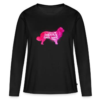 Cavalier King Charles Spaniel Mama - Frauen Premium Bio Langarmshirt - Schwarz - Vorne - Julia (174cm)