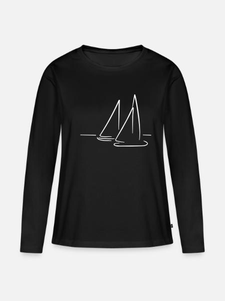 Segelboot - Frauen Premium Bio Langarmshirt - Schwarz