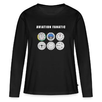 Fanatische Luftfahrt - Frauen Premium Bio Langarmshirt - Schwarz - Vorne - Julia (174cm)
