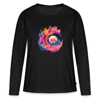 Création - T-shirt manches longues Premium bio Femme - noir - Devant - Julia (174cm)