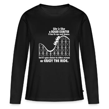 La vie est comme un roller coaster - T-shirt manches longues Premium bio Femme - noir - Devant - Julia (174cm)