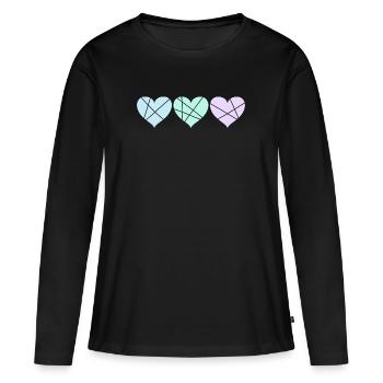 Pastel Hearts - Women's Premium Organic Long Sleeve Shirt - black - Front - Julia (174cm)