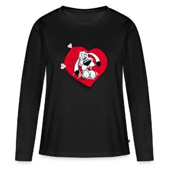Asterix & Obelix - Idefix amoureux - T-shirt manches longues Premium bio Femme - noir - Devant - Julia (174cm)