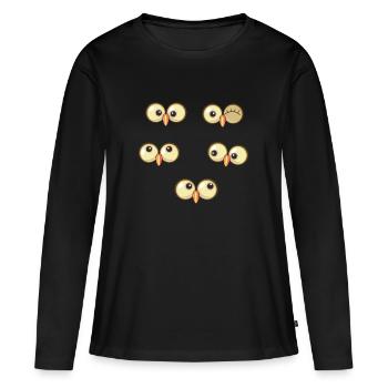 Augen Eule süßes witziges Motiv Geschenkidee Eulen - Frauen Premium Bio Langarmshirt - Schwarz - Vorne - Julia (174cm)