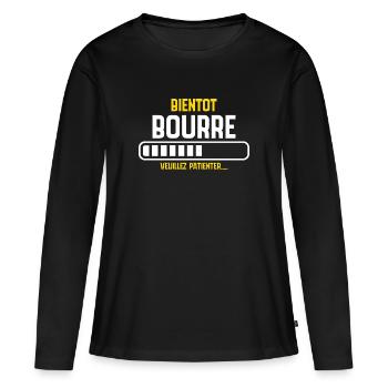 Bald betrunken, bitte warten... - Frauen Premium Bio Langarmshirt - Schwarz - Vorne - Julia (174cm)