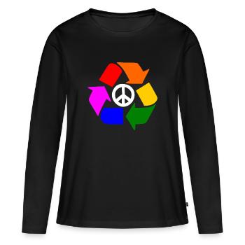 Signe lgbt de paix - signe de paix - T-shirt manches longues Premium bio Femme - noir - Devant - Julia (174cm)