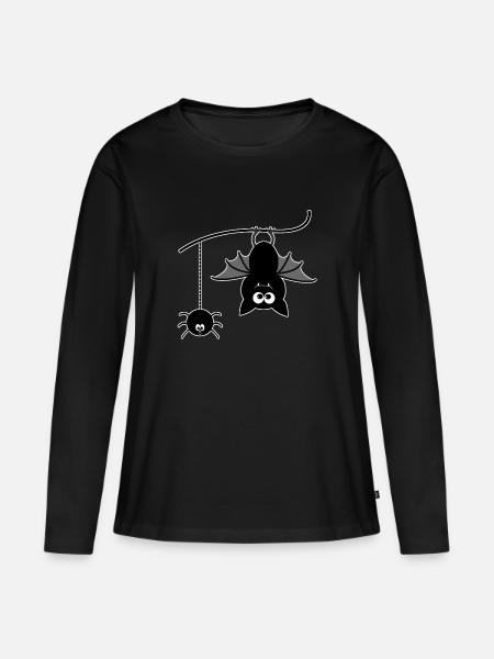 Fledermaus und Spinne - Frauen Premium Bio Langarmshirt - Schwarz