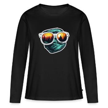 Sonnenbrille / Reflektion / Wald / Spiegelung - Frauen Premium Bio Langarmshirt - Schwarz - Vorne - Julia (174cm)