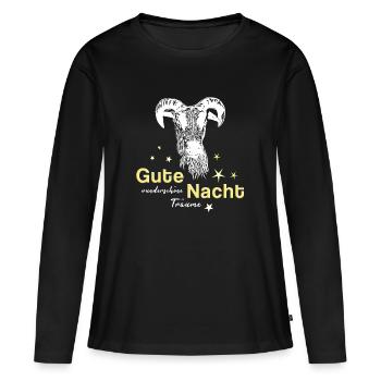 Mouton bélier bonne nuit - T-shirt manches longues Premium bio Femme - noir - Devant - Julia (174cm)