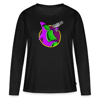 Purpur Alien mit Tentakel - Frauen Premium Bio Langarmshirt - Schwarz - Vorne - Julia (174cm)