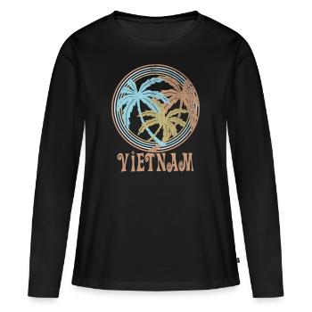 Viêt Nam - T-shirt manches longues Premium bio Femme - noir - Devant - Julia (174cm)