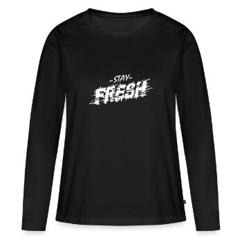 Restez frais - Restez frais et détendu - T-shirt manches longues Premium bio Femme - noir - Devant - Julia (174cm)