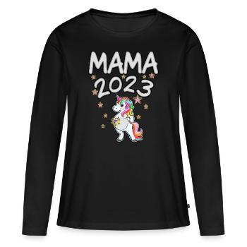 Maman 2023 - T-shirt manches longues Premium bio Femme - noir - Devant - Julia (174cm)