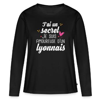 Lyonnais Lyon Femme Amoureuse Cadeau Amour Humour - T-shirt manches longues Premium bio Femme - noir - Devant - Julia (174cm)