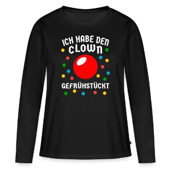 Faschingsmuffel Clown gefrühstückt Kein Kostüm Fun - Frauen Premium Bio Langarmshirt - Schwarz - Vorne - Julia (174cm)