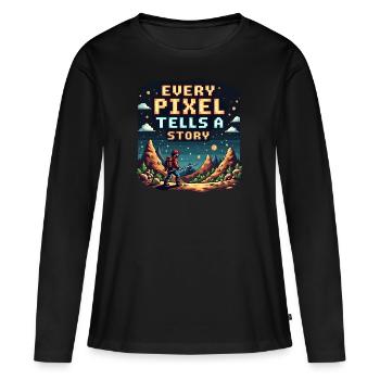 Chaque pixel raconte une histoire - Retro Gaming - T-shirt manches longues Premium bio Femme - noir - Devant - Julia (174cm)
