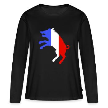 Sanglier Bleu Blanc Rouge - T-shirt manches longues Premium bio Femme - noir - Devant - Julia (174cm)