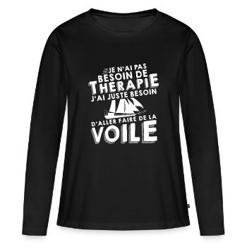 Thérapie - Faire De La Voile - T-shirt manches longues Premium bio Femme - noir - Devant - Julia (174cm)