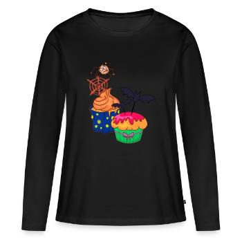 Halloween cupcake muffin cake baking sweets - Women's Premium Organic Long Sleeve Shirt - black - Front - Julia (174cm)