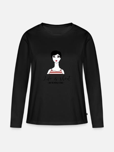 Das Leben ist kurz und die Welt ist weit - Frauen Premium Bio Langarmshirt - Schwarz
