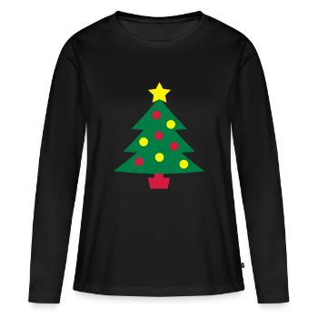 Weihnachtsbaum - Frauen Premium Bio Langarmshirt - Schwarz - Vorne - Julia (174cm)