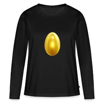 Golden Gold Goldenes Egg Ei - Frauen Premium Bio Langarmshirt - Schwarz - Vorne - Julia (174cm)