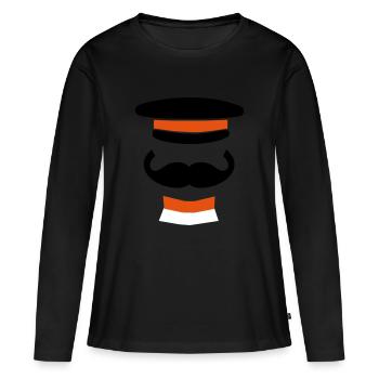 COHV 170 ans | Minimalisme 1.5 - T-shirt manches longues Premium bio Femme - noir - Devant - Julia (174cm)