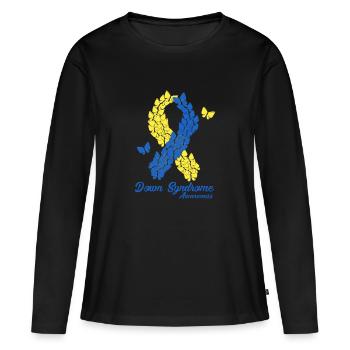 Sensibilisation au syndrome de Down - T-shirt manches longues Premium bio Femme - noir - Devant - Julia (174cm)