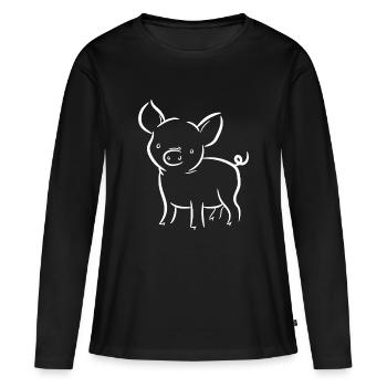 Cochon doux - bébé porcin - T-shirt manches longues Premium bio Femme - noir - Devant - Julia (174cm)