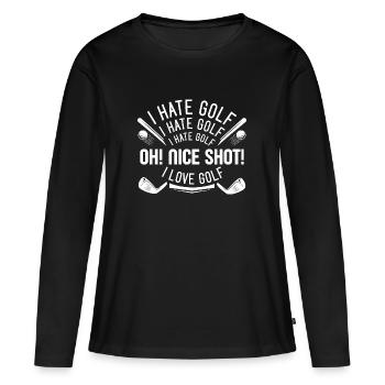 I Hate Golf - Frauen Premium Bio Langarmshirt - Schwarz - Vorne - Julia (174cm)