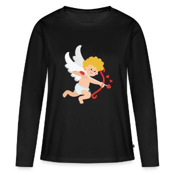 Amor Liebesengel - T-shirt manches longues Premium bio Femme - noir - Devant - Julia (174cm)