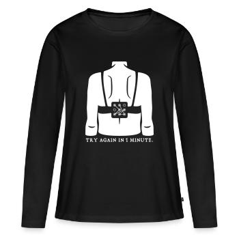 Écran de verrouillage de fermeture de soutien-gorge - T-shirt manches longues Premium bio Femme - noir - Devant - Julia (174cm)
