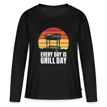 Grill Grill Day Grilled Food Grill Griller BBQ Meilleur - T-shirt manches longues Premium bio Femme - noir - Devant - Julia (174cm)
