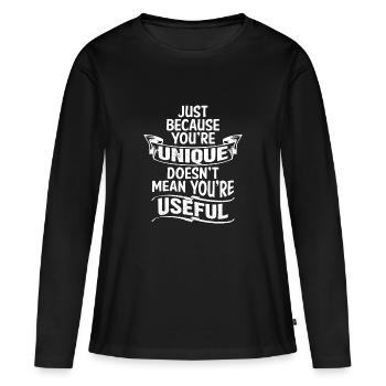 UNIQUE NE VEUT PAS DIRE UTILE - T-shirt manches longues Premium bio Femme - noir - Devant - Julia (174cm)