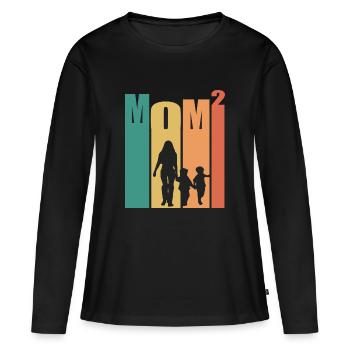 Maman Mmarmonne Maman Rétro - T-shirt manches longues Premium bio Femme - noir - Devant - Julia (174cm)