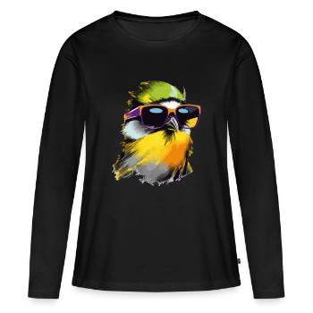 Cui la mésange - T-shirt manches longues Premium bio Femme - noir - Devant - Julia (174cm)