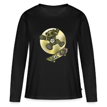 Halloween Skater Teddy with Skateboard - Women's Premium Organic Long Sleeve Shirt - black - Front - Julia (174cm)