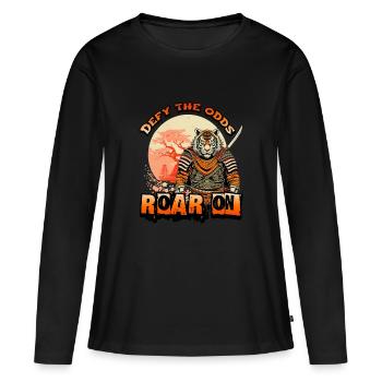 Tiger Samurai Defy The Odds Roar On - Women's Premium Organic Long Sleeve Shirt - black - Front - Julia (174cm)