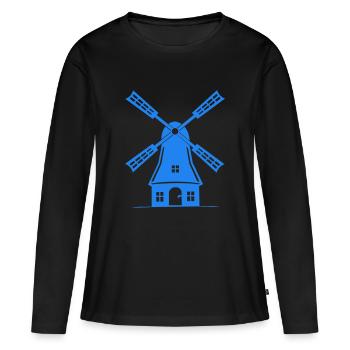 windmühle mühle - Frauen Premium Bio Langarmshirt - Schwarz - Vorne - Julia (174cm)