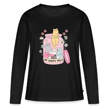 Mes pilules du bonheur - T-shirt manches longues Premium bio Femme - noir - Devant - Julia (174cm)