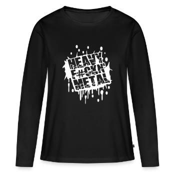 Heavy F#ckin' Metal Hard Rock Musik Graffiti Spray - Frauen Premium Bio Langarmshirt - Schwarz - Vorne - Julia (174cm)