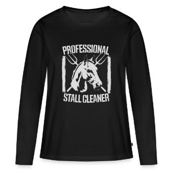 Design humoristique pour un travail stable - T-shirt manches longues Premium bio Femme - noir - Devant - Julia (174cm)