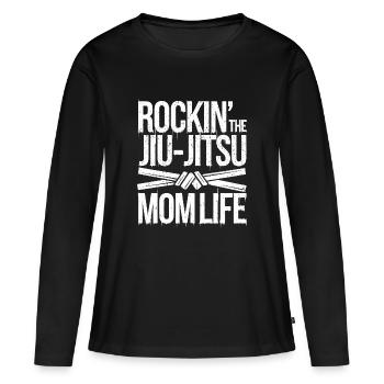 Power-Spruch für Jiu-Jitsu-Mamas - Frauen Premium Bio Langarmshirt - Schwarz - Vorne - Julia (174cm)